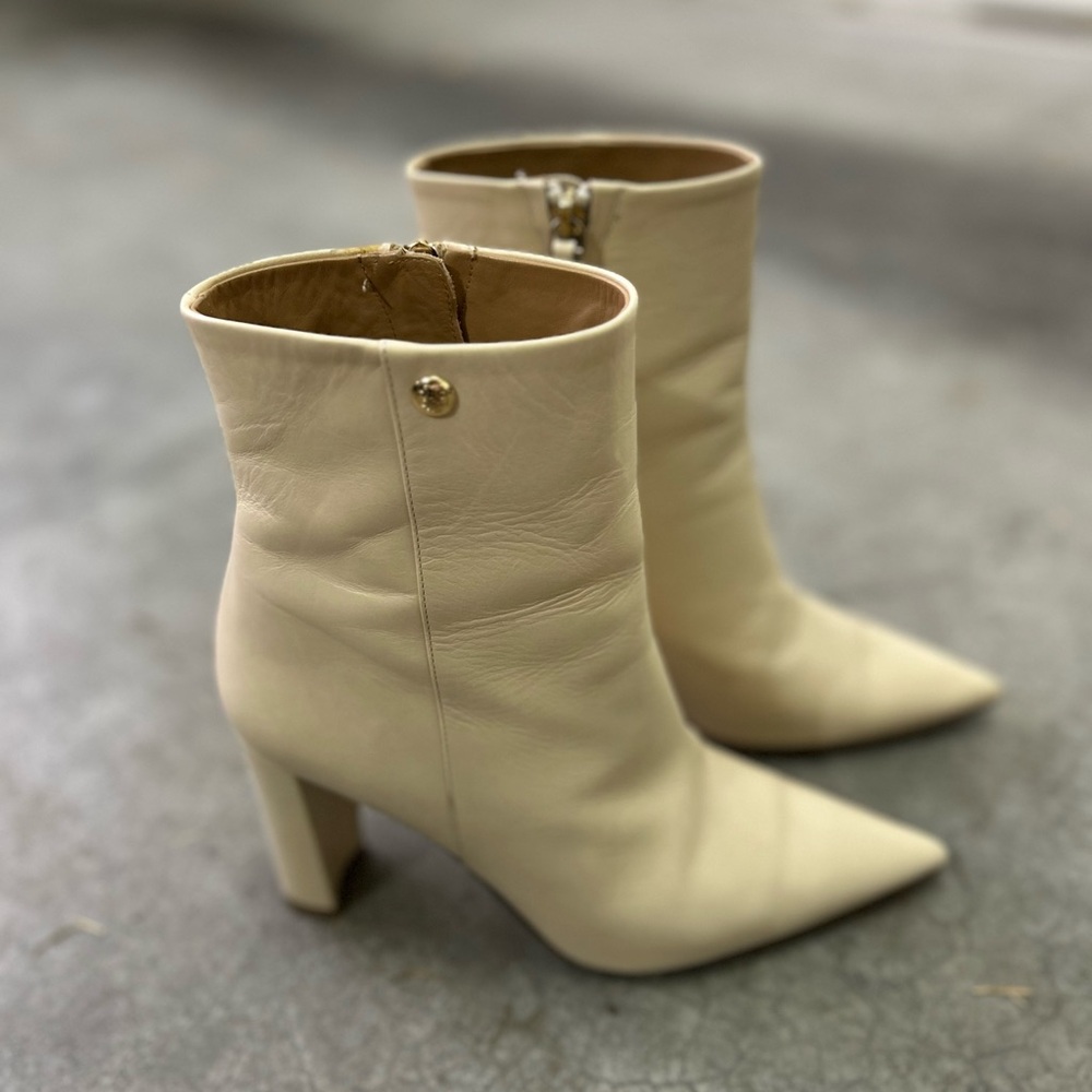 Tory Burch Penelope Cream Ivory Heeled Booties